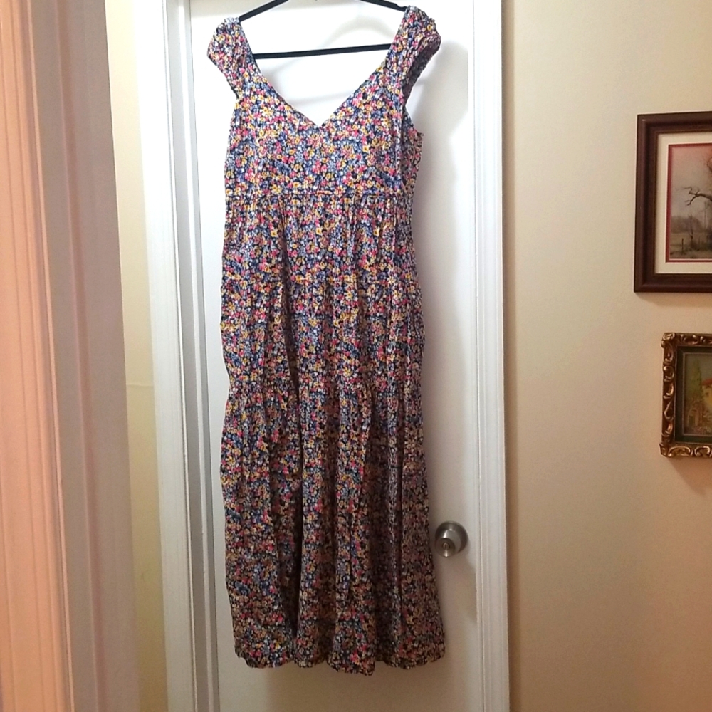 Floral floor maxi back tie dress
